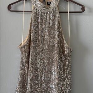 Sequin Halter Party top in Champagne